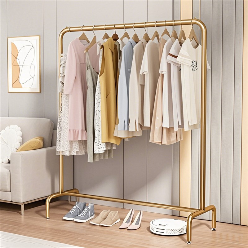 衣帽架落地家用单杆式挂衣架卧室内小型晾衣架子折叠隔夜衣架