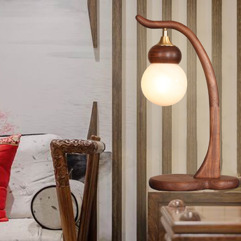 纯木印象现代中式实木仿古卧室床头灯具客厅古典别墅书房卯榫台灯