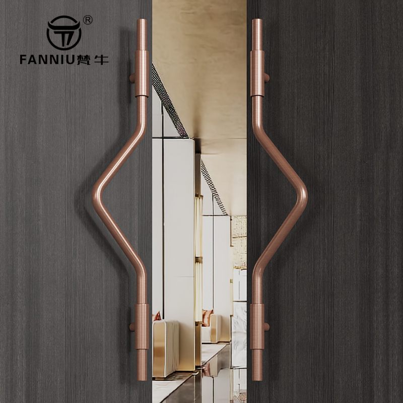 金色不锈钢拉手边框玻璃门古铜色把手关木门扶手包厢店面大拉把