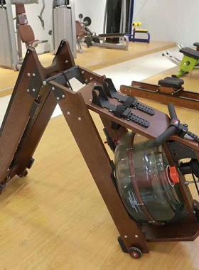 商用家用水阻划船机可折叠木质双轨air rower 水阻划船器
