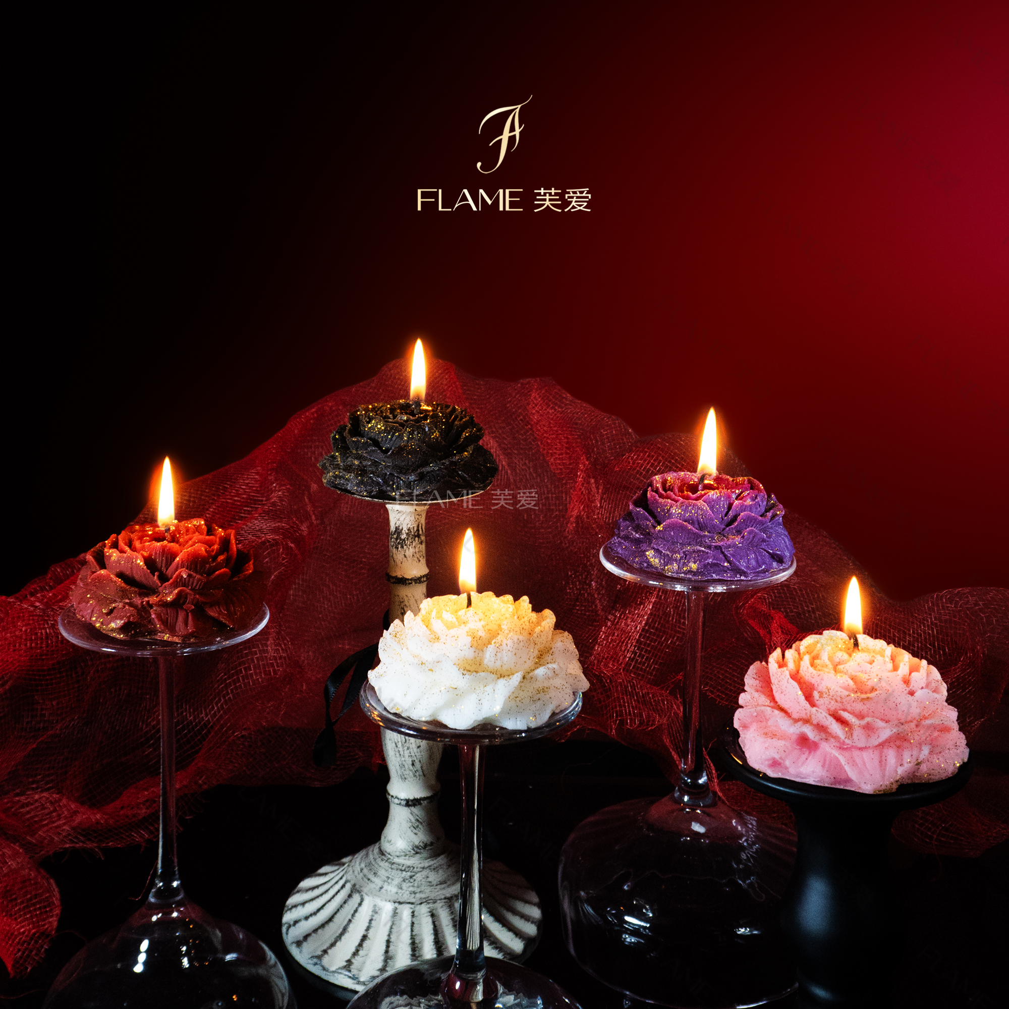 40度低温蜡烛鎏金玫瑰牡丹蜡烛