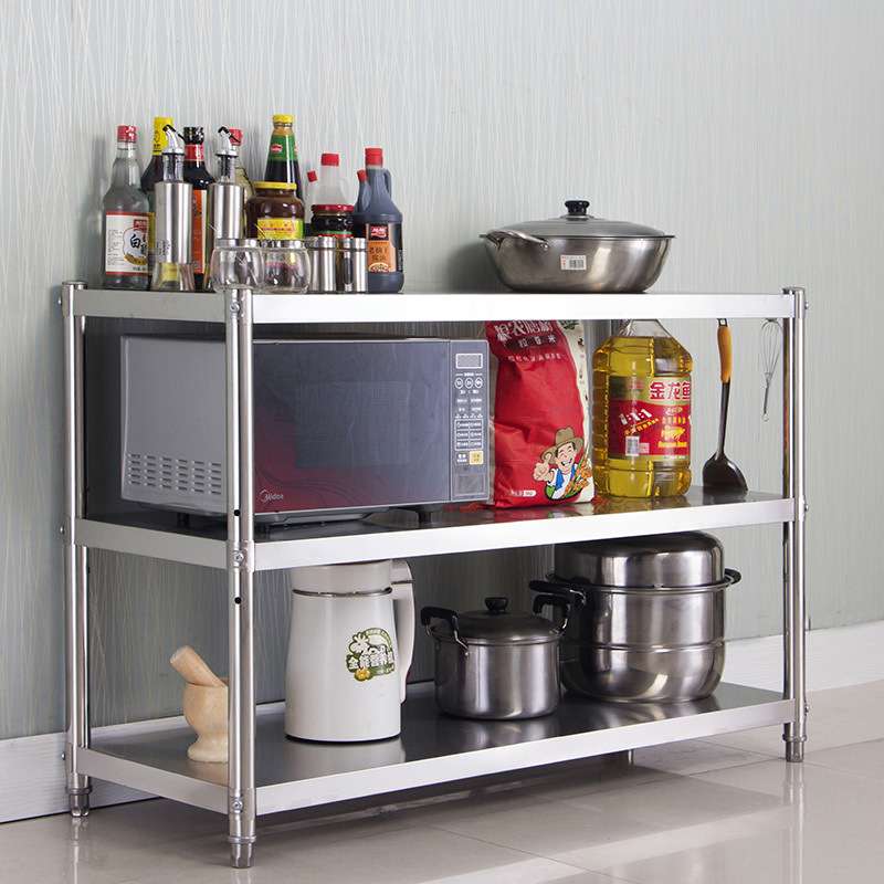 新款厨房置物架落地3多层架子微波炉不锈钢桌面家用微波炉架置物