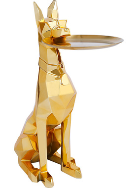 客厅落地大型摆件绅士犬狗轻奢迎宾托盘玄关艺术高级感家居装饰品