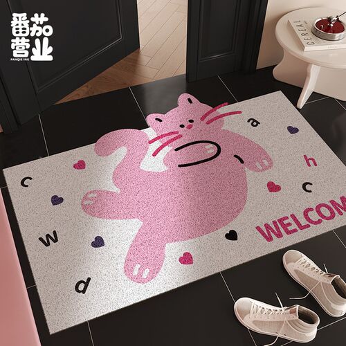 卡通入户门垫耐脏耐磨丝圈地垫可裁剪门垫pvc地毯玄关门口蹭脚垫 - 封面