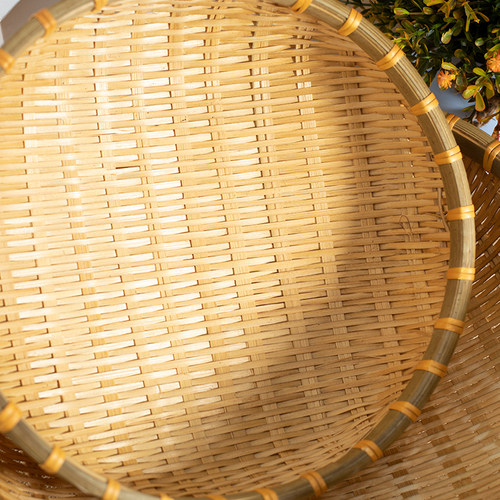 竹编制品烟熏色家用果盘篮农家簸箕收纳筐篮子箩筐花盆筲箕馒头筐