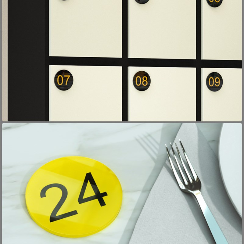 亚克力号码牌数字桌号贴餐饮店门牌家用标识编号餐桌贴纸圆形台号