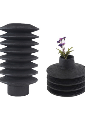 新中式禅意碳化黑色花器花瓶摆件样侘寂风木质小茶盘托盘果盘装饰