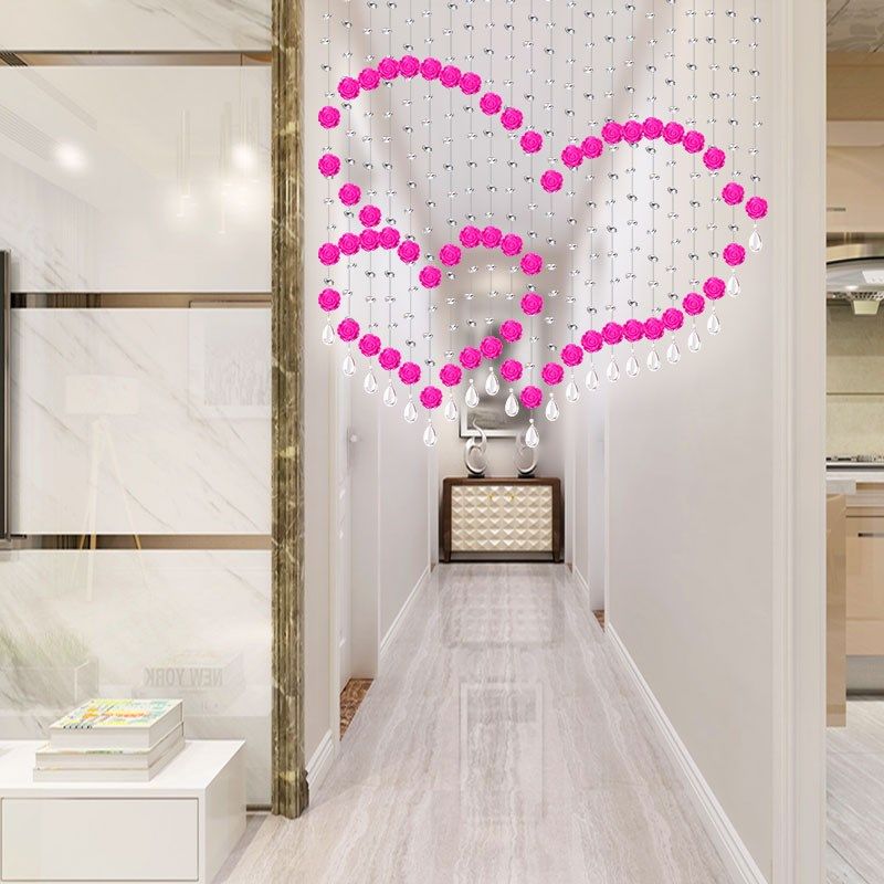 洛曼斯玫瑰花水晶珠帘门帘玄关卧室装饰帘客厅鞋柜帘子隔断帘挂帘,居家布艺,珠帘/挂帘,淘宝优惠券,粉丝福利购,淘宝优惠卷