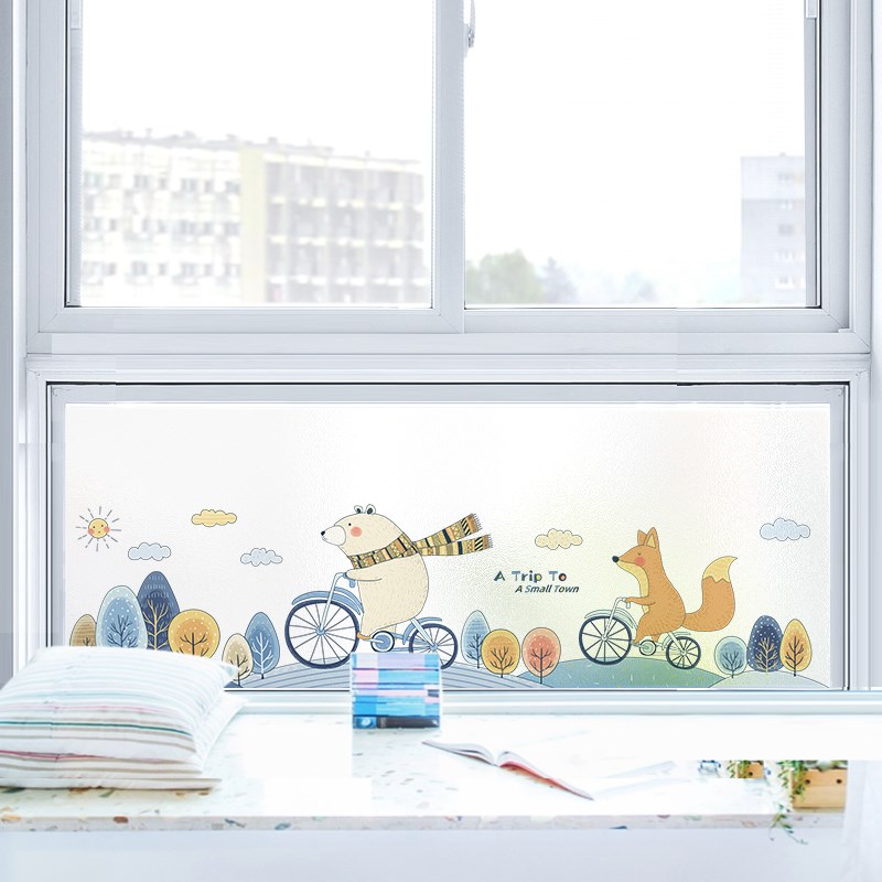 太空星球玻璃贴纸遮光窗贴卫生间窗户防走光磨砂纸横向防窥视贴膜