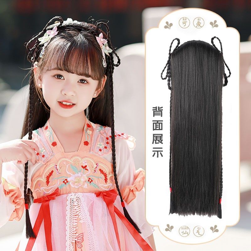 儿童汉服头饰假发包古装一体式懒人发箍造型古风辫子演出假发,美发护发/假发,其它假发,淘宝优惠券,粉丝福利购,淘宝优惠卷