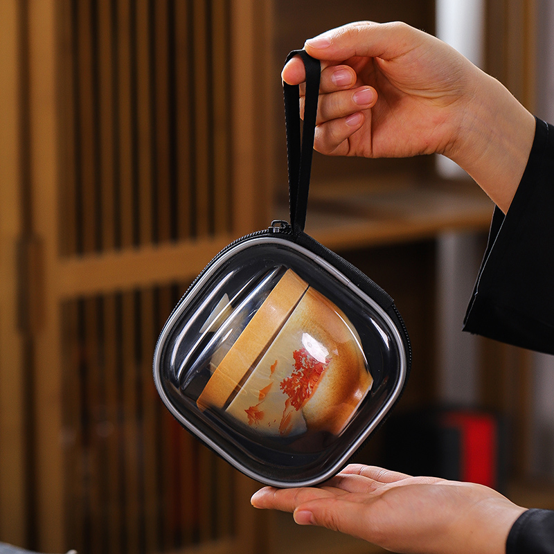 陶瓷户外便携旅行茶具快客杯柴烧茶壶茶杯泡茶碗一壶三杯功夫茶具