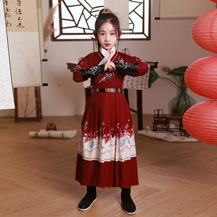 女童汉服花木兰表演服走秀武侠风古装儿童锦衣卫飞鱼服女孩国学服
