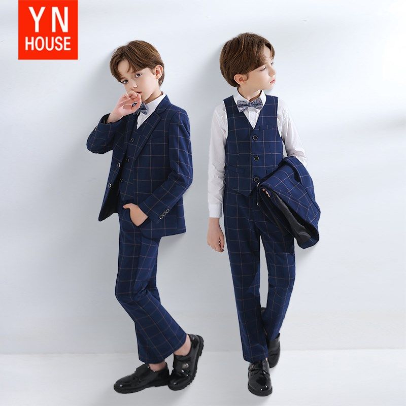 男童西装套装花童男孩主持人儿童演出服周岁高端西服校服生日礼服
