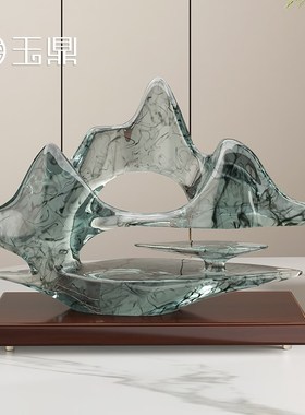 新中式创意假山摆设招财客厅玄关办公室摆设禅意乔迁新居礼物高端