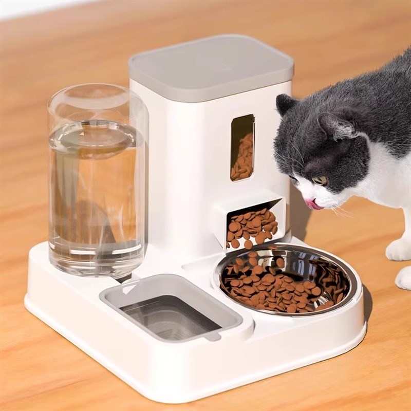 猫碗狗碗猫咪自动饮水喂食器一体猫食盆猫粮猫盆宠物用品喝水双碗