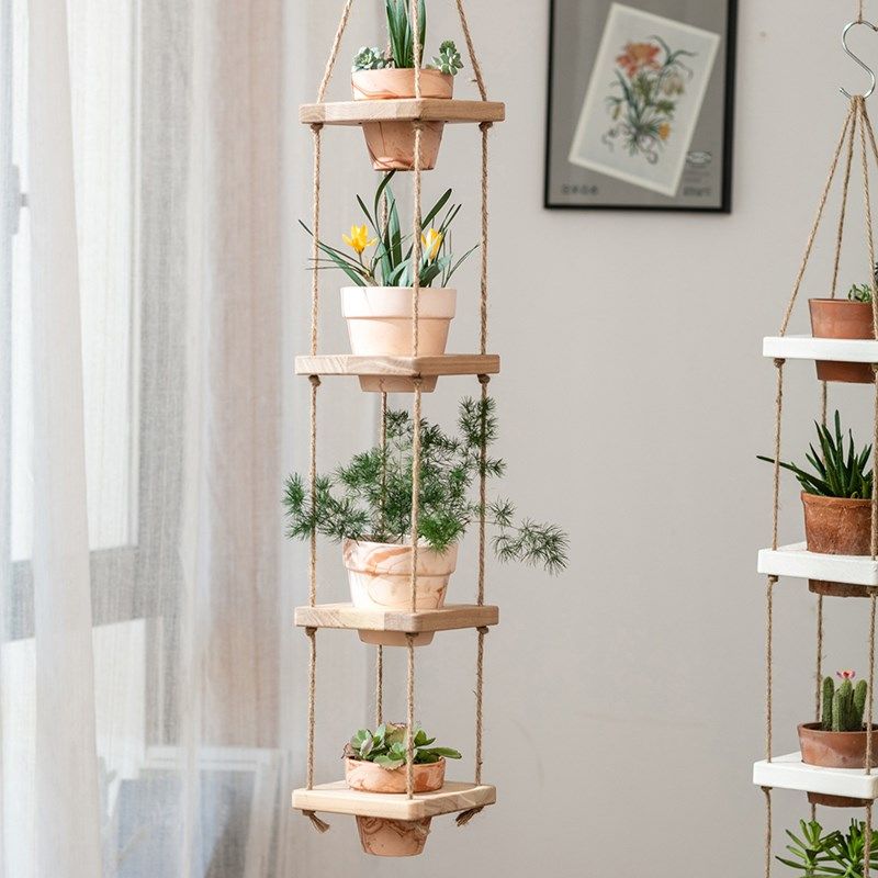 岩璞实木悬挂花盆架吊篮麻绳创意置物架阳台庭院多肉绿萝装饰花架,住宅家具,花架/花几,淘宝优惠券,粉丝福利购,淘宝优惠卷