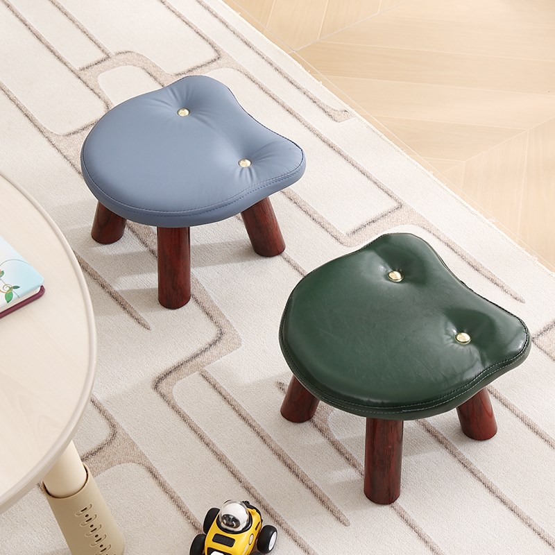 小凳子家用矮凳创意可爱小板凳茶几凳垫脚凳实木皮坐墩门口换鞋凳