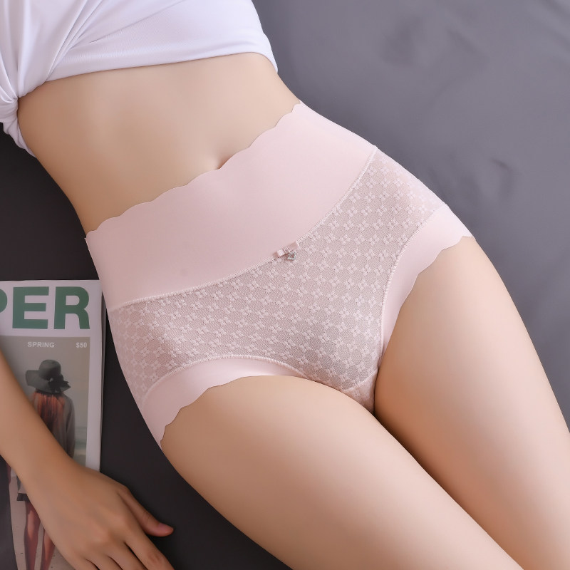 洁韵朵高腰内裤女蕾丝性感收腹无痕抗菌女士2023新款收小肚子短裤