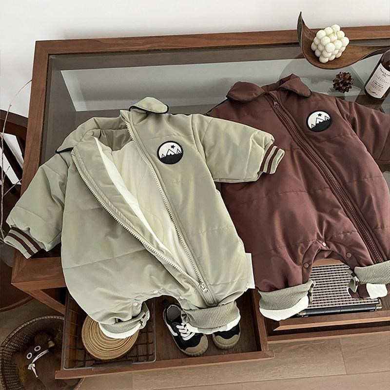 新生儿冬季衣服男童加绒连体棉衣婴儿外出加厚抱衣女宝宝保暖爬服