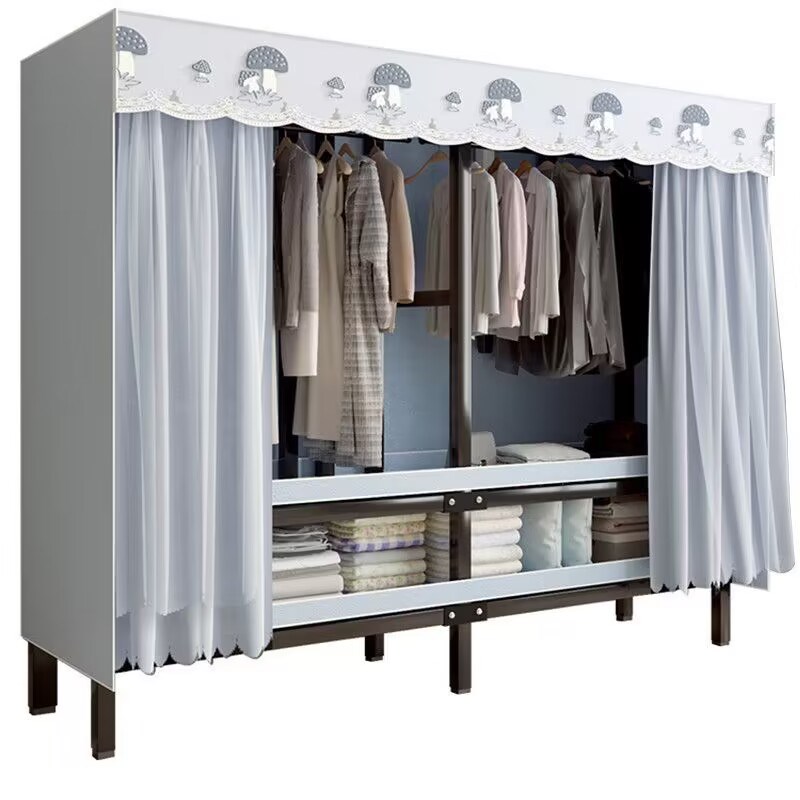 折叠布衣柜免安装家用卧室简易组装加厚加粗挂衣架结实耐用经济型