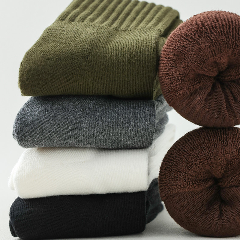 加厚小腿袜毛巾底袜子男士中筒冬季高筒保暖男生长筒袜冬天毛巾袜