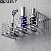 浴室小号置物架全铜 单层卫生间淋浴角篮方形 壁挂网篮不锈钢304