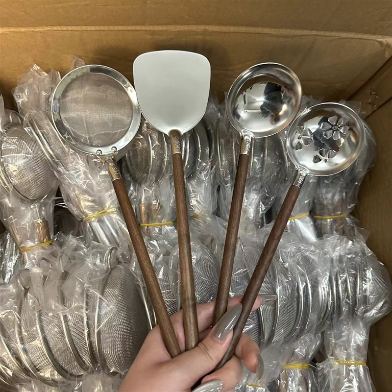 304不锈钢汤勺防烫手柄漏勺z面汤勺创意日式迷你小汤壳公用勺