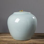 景德镇大号茶叶罐米缸储物罐防潮密封样板房家用装 摆件花瓶客厅