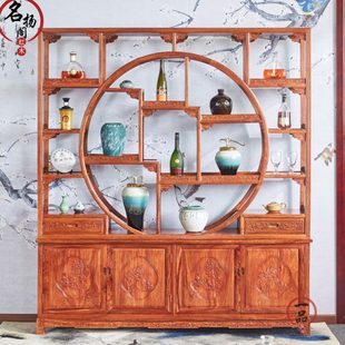 红木团圆博古架刺猬紫檀实木多宝格实木古董玄关大圆博古架阁厅柜