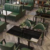 复古卡座沙发桌椅清吧咖啡馆西餐厅饮奶茶店休闲烧烤音乐酒吧组合