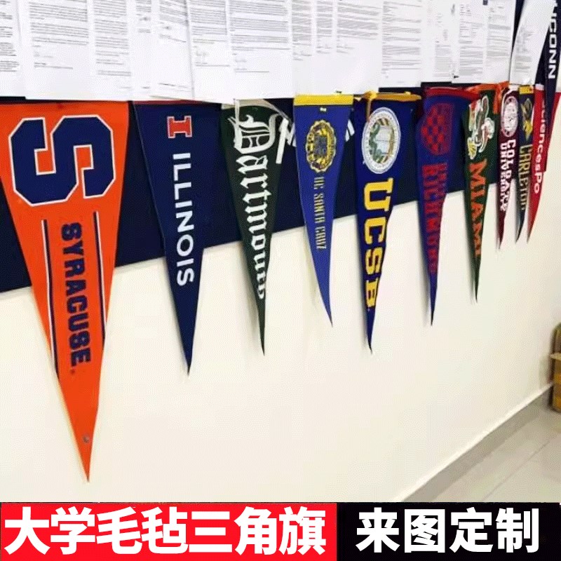定制大学毛毡三角旗国际t学校教室世界名校礼物旗帜户外氛围挂旗