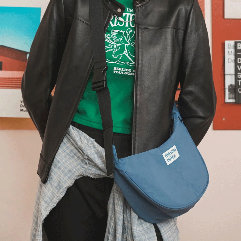 MASMARULEZ官方正品迷你尼龙单肩斜挎包百搭帆布三用包通勤包蓝色