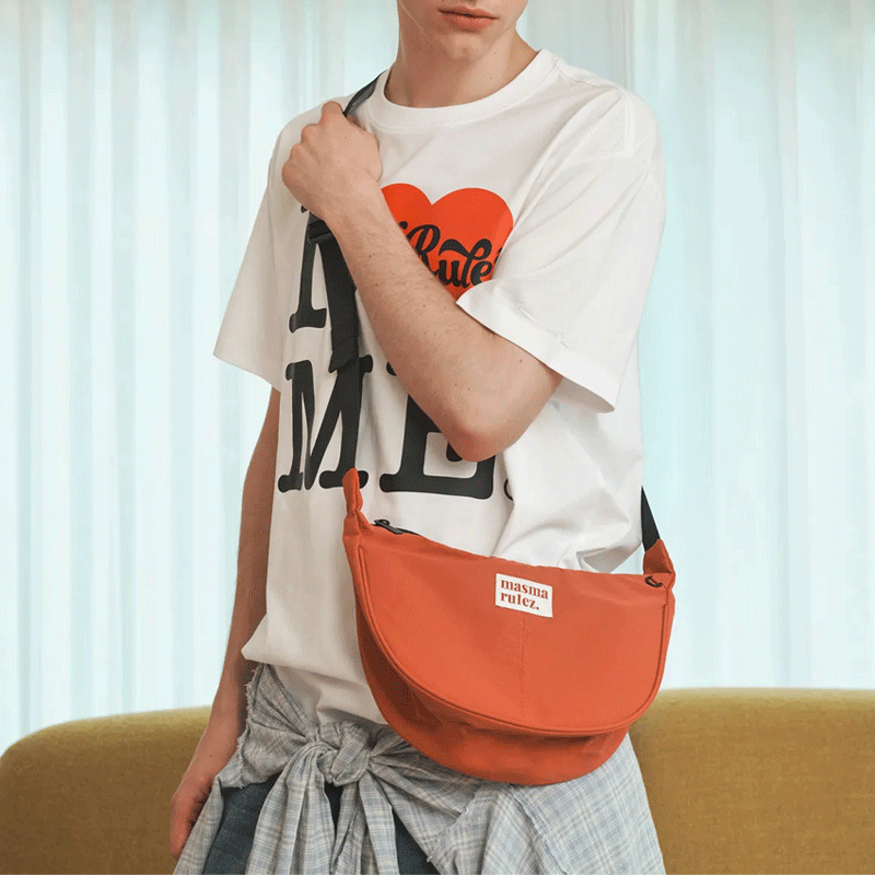 MASMARULEZ官方正品迷你尼龙单肩斜挎包百搭帆布三用包通勤包桔色