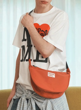 MASMARULEZ官方正品迷你尼龙单肩斜挎包百搭帆布三用包通勤包桔色
