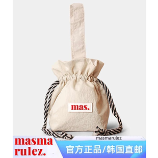 MASMARULEZ韩国品牌直邮抽绳手腕包帆布手提水桶包束口袋 Beige