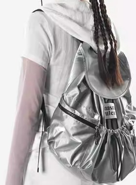 MASMARULEZ正品现货双肩包String flap backpack Glittery silver