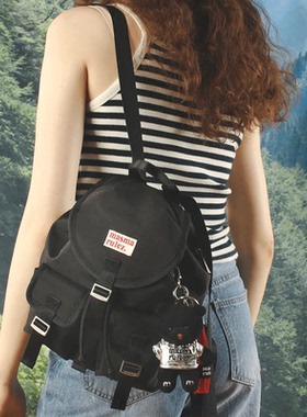 MASMARULEZ官方正品现货新款mini双肩包书包女生抽绳通勤背包黑色