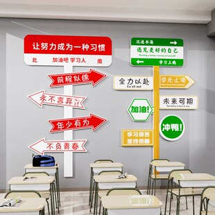 班级教室墙面装饰中小学墙壁励志标语文化氛围布置黑板报墙画