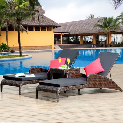 户外花园庭院阳台藤编躺床午休泳池沙滩单人躺椅室外露台时尚家具