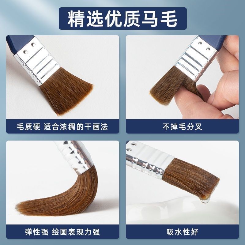 凤凰715油画笔刷板刷丙烯水粉水彩颜料初学者笔彩绘马毛平头板刷