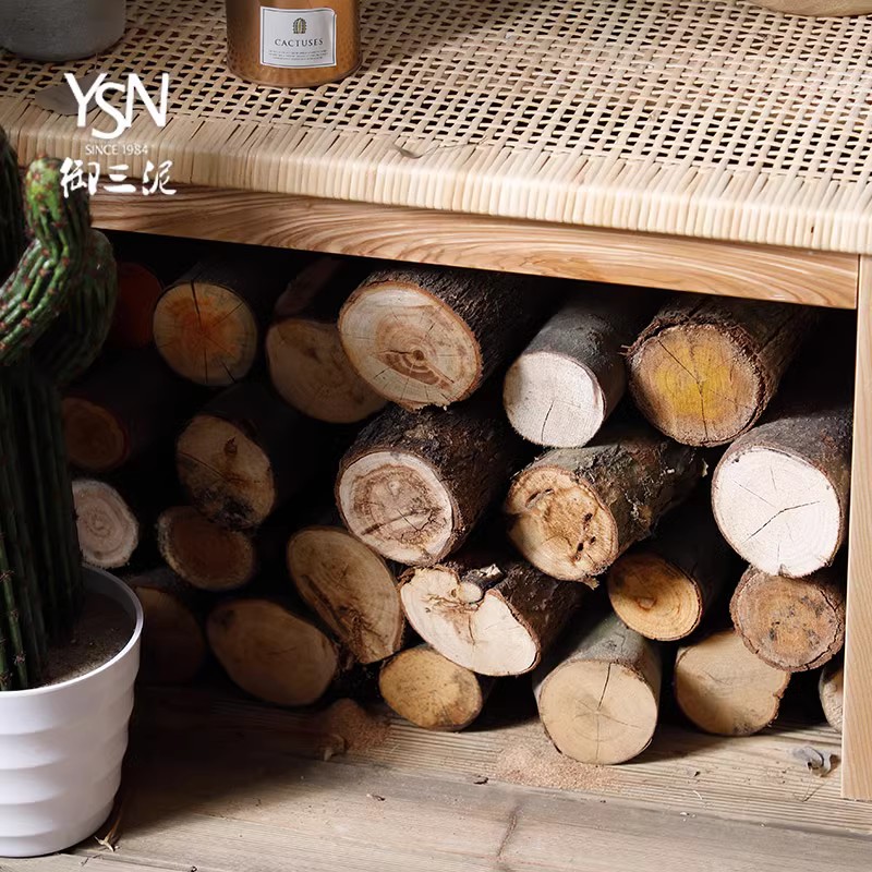 树段壁炉装饰木柴火原木摆件拍摄道具树桩实木头圆木桩30cm柴火桩