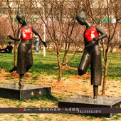 玻璃钢彩绘少数民族人像雕塑民族团结主题铜雕像广场人物跳舞塑像