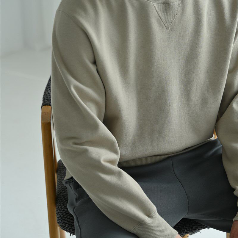 男士纯棉毛圈厚T恤 重磅基础款圆领长袖 山东网店 春秋款 男装