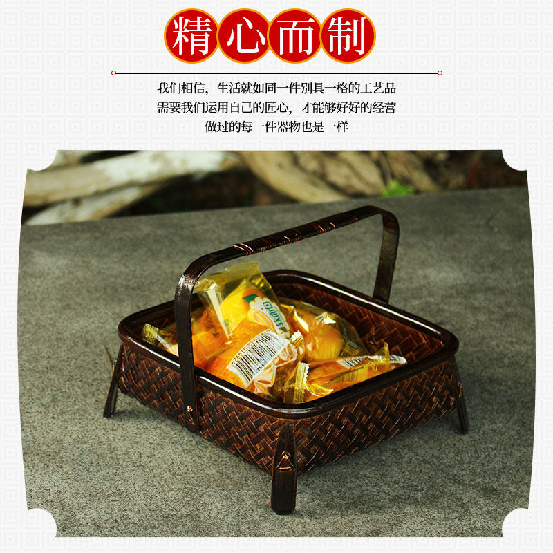 精品竹编食盒中式提篮竹编漆器食盒提盒果篮收纳篮送饭篮茶点盘,特色手工艺,竹编/竹雕,淘宝优惠券,粉丝福利购,淘宝优惠卷