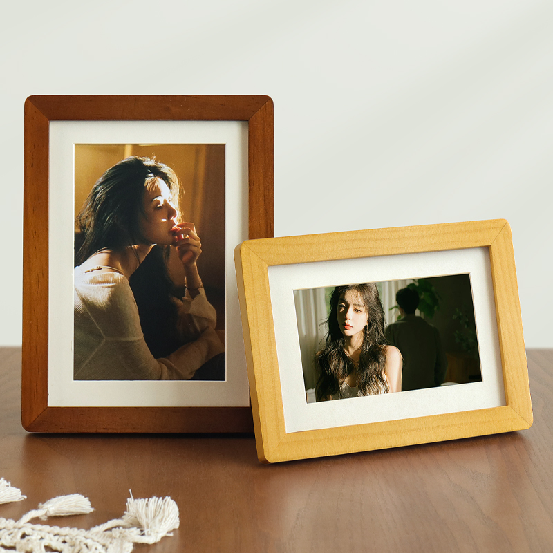 高级感实木相框定制摆台洗照片做成相册架6寸7寸8打印加六七挂墙