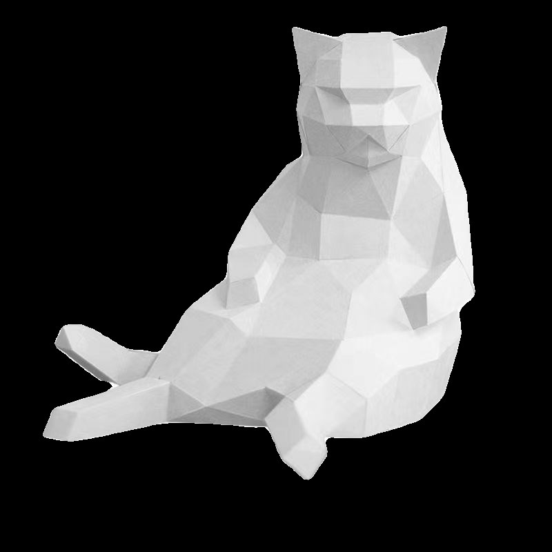 猫咪纸模摆件 客厅动物桌面diy手工作业创意3d几何立体家居装饰品