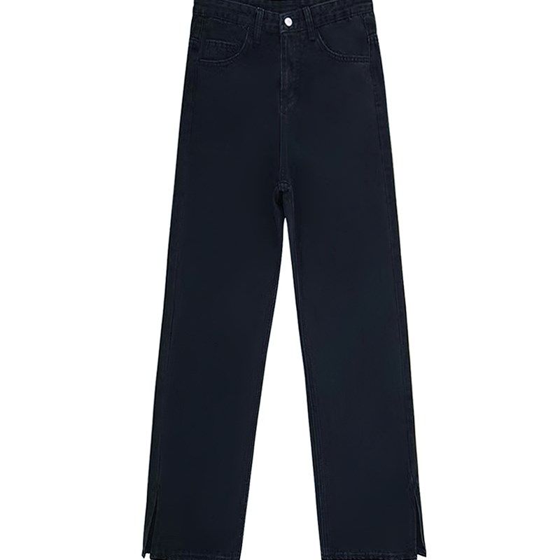 黑色开叉牛仔裤女春季新款胖妹妹mm高腰直筒弹力显瘦梨形身材裤子,女装/女士精品,大码裤装,淘宝优惠券,粉丝福利购,淘宝优惠卷