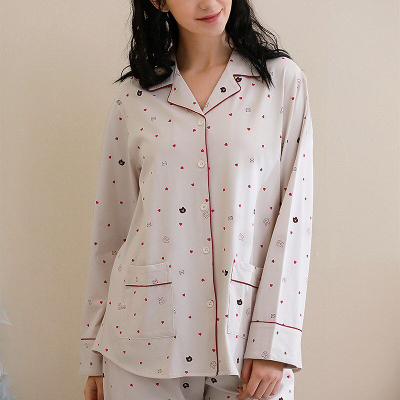 春秋季中老年睡衣女纯棉长袖开衫大码圆领全棉中年妈妈套装秋夏