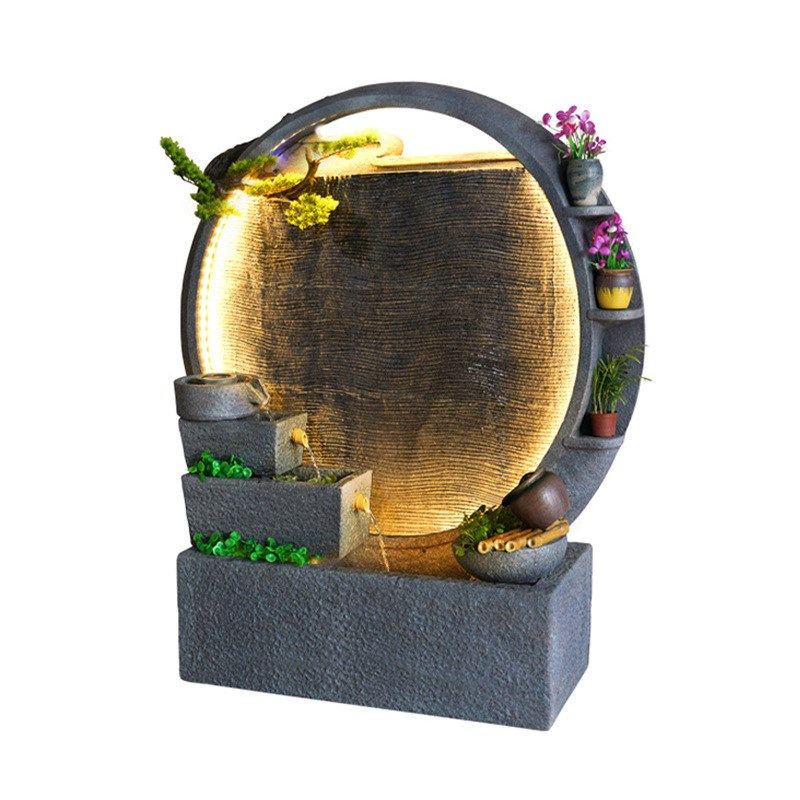 中式田园水幕墙屏风流水喷泉摆件客厅办公室装饰民宿庭院水池景观