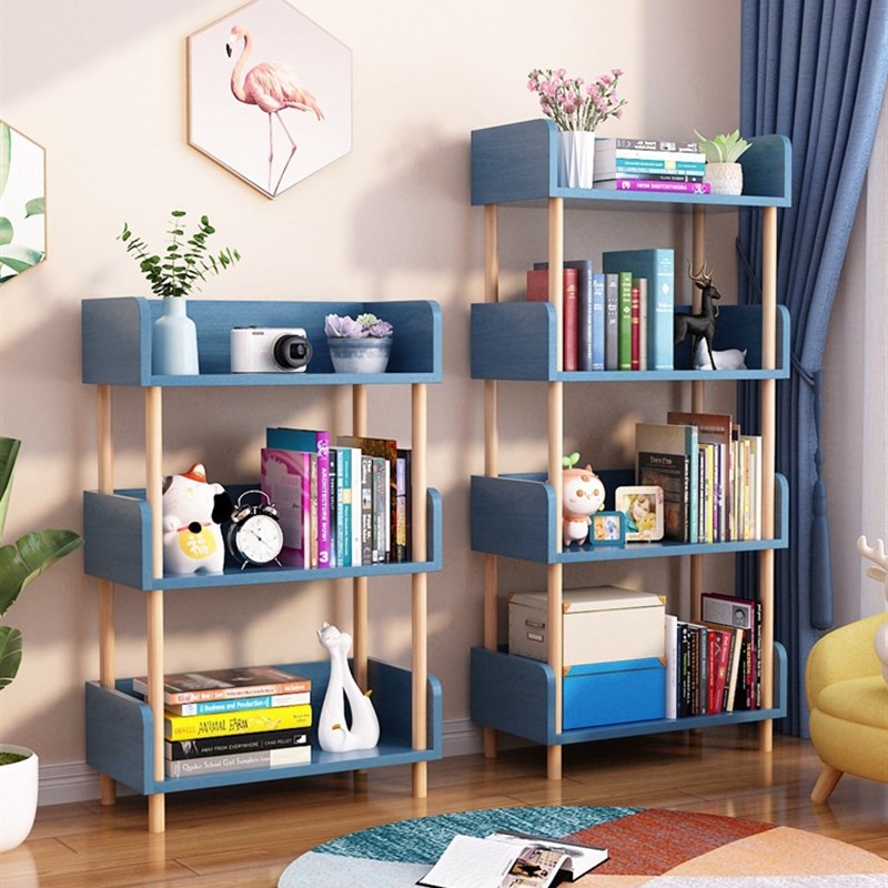 简易儿童书架置物架多层客厅落地靠墙家用实木小型书柜简约现代